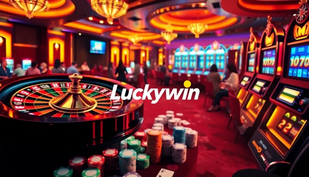 Experience thrilling gaming at Luckywin tel with vibrant casino visuals and engaging players.