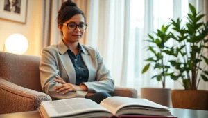 An effective illustration of anxiety symptoms with a serene office environment promoting mental health support.