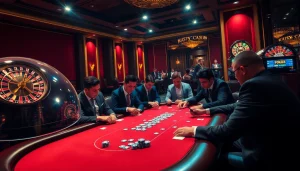 Vivez l'excitation d'un meilleur casino en ligne avec une scène de poker immersive.