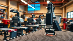 Professional cutting equipment showcasing precision in a workshop environment.