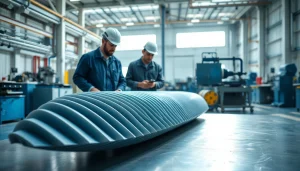 Engineers collaborating in a workspace of a GRP Manufacturer, showcasing advanced composite materials.