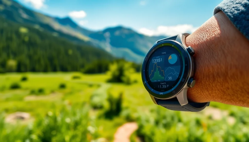 Engaging shot of Explorer GPS Smart Watch highlighting navigation features on an adventure.