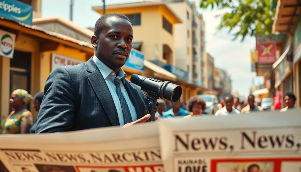 Capturing current Kenya News events through a journalist's lens on a busy Nairobi street.