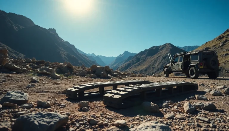 Recovery Tracks positioned dynamically in an outdoor rugged environment, showcasing durability and adventure.