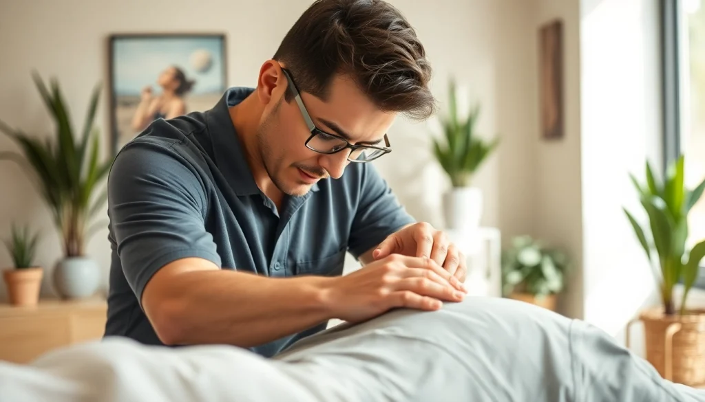 Chiropractor near me providing a gentle adjustment in a serene clinic setting.