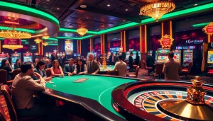 Découvrez l'excitation dans un meilleur casino en ligne avec des joueurs élégants à la table de poker.