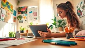 Generate AI prompts from an image to prompt with a creative workspace scene.