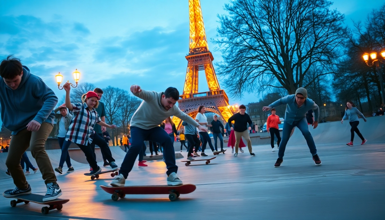 Pratiquer des cours de skateboard à Paris dans un skatepark animé.