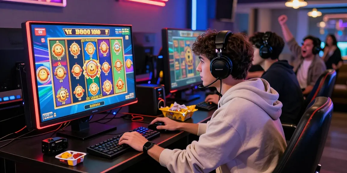 Engaging player in home gaming setup focusing on slot depo 1000 excitement and vibrant graphics.