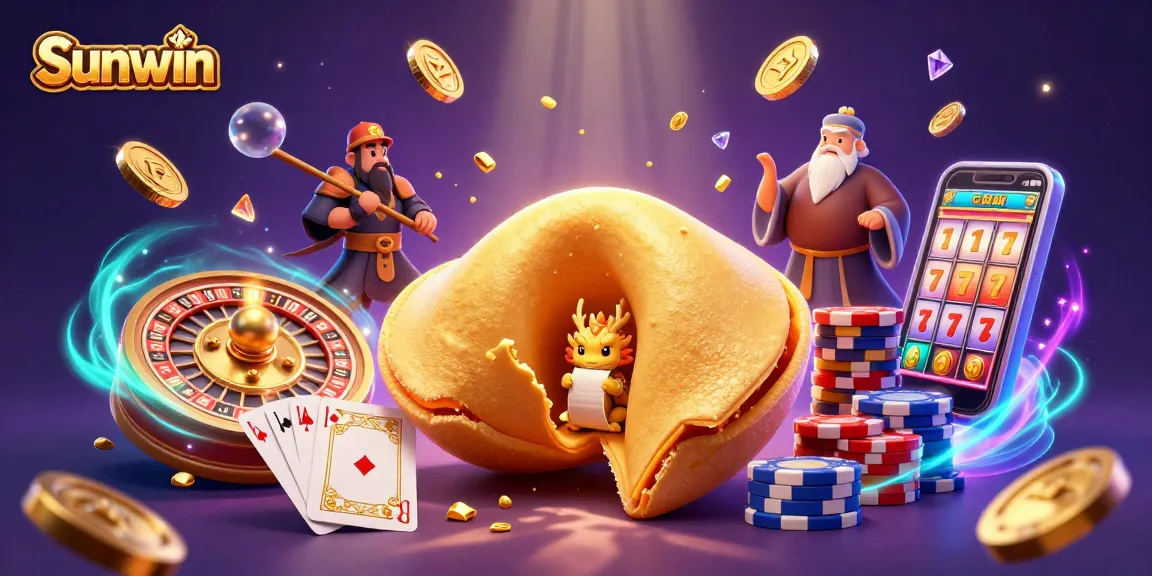 Spin and enjoy winnings at Sunwin Casino with vibrant gaming elements and digital illustration.