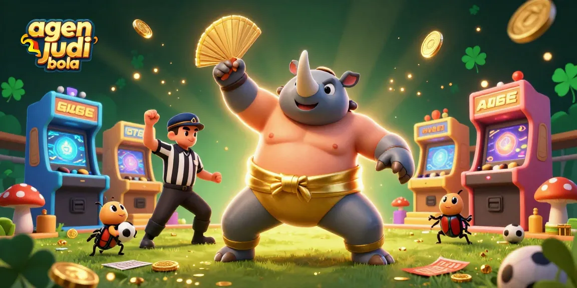 Experience winning big with agen judi bola through competitive sports betting in a vibrant illustration.