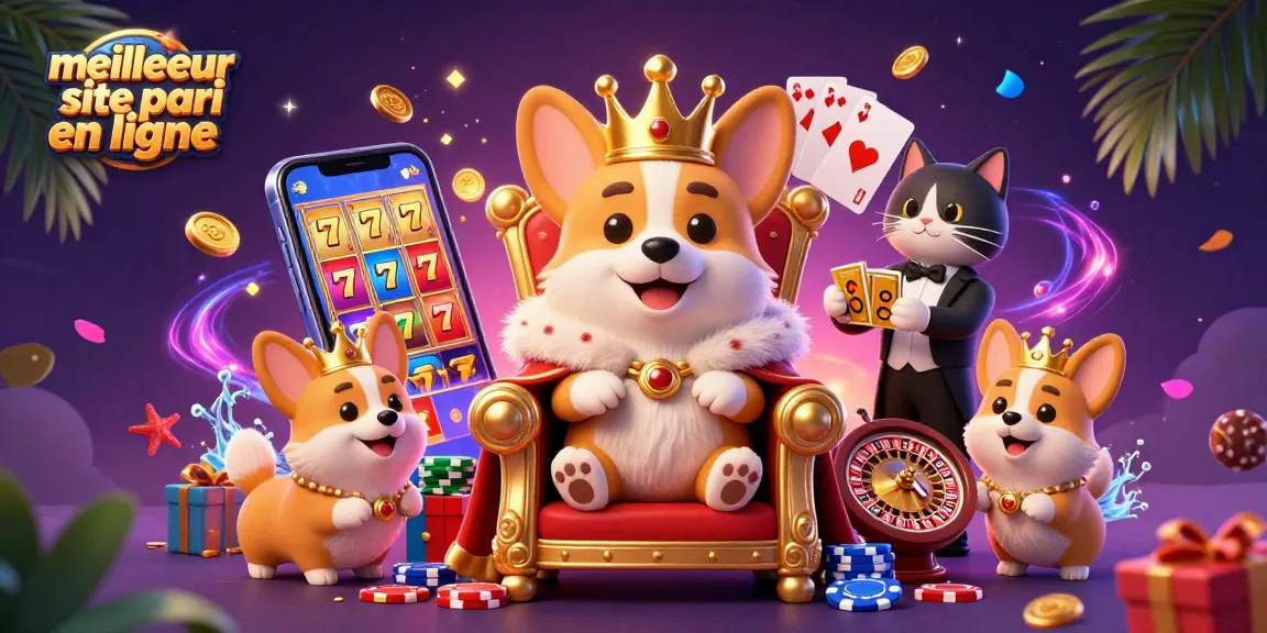 Vivez l'expérience du meilleur site de pari en ligne avec un corgi royal jouant aux machines à sous.