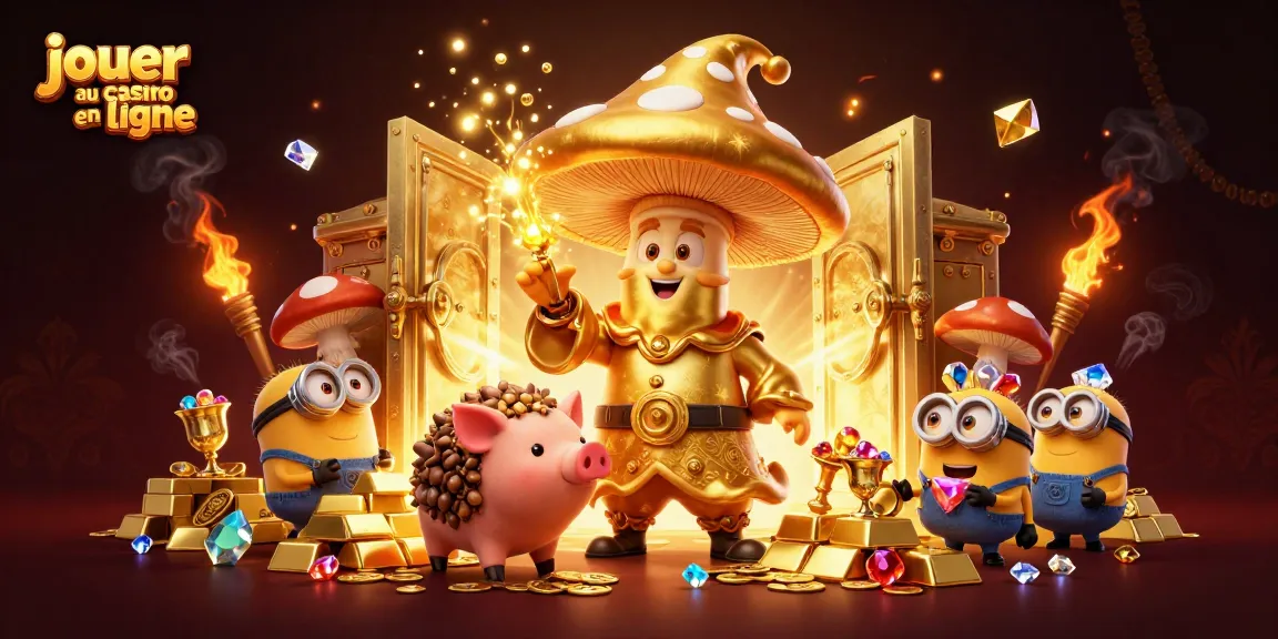 Jouez au casino en ligne avec un sorcier doré, des trésors étincelants et des minions de champignons.