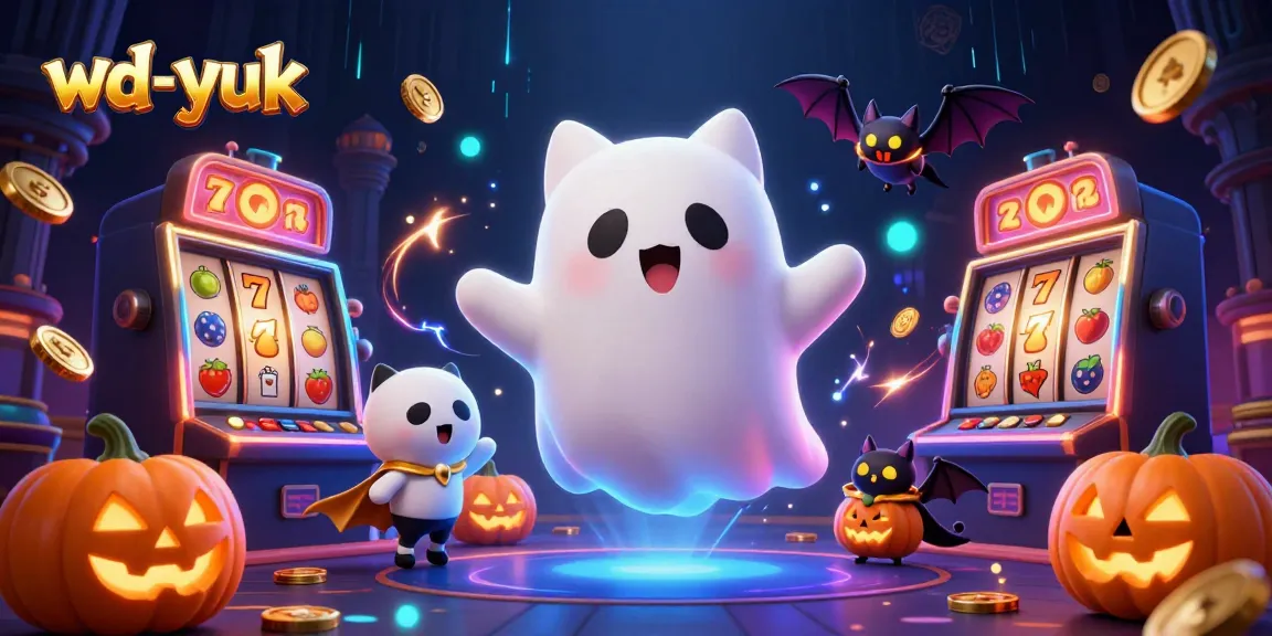 Engage in thrilling gameplay with wd-yuk as vibrant characters and casino elements illuminate the haunted mansion.
