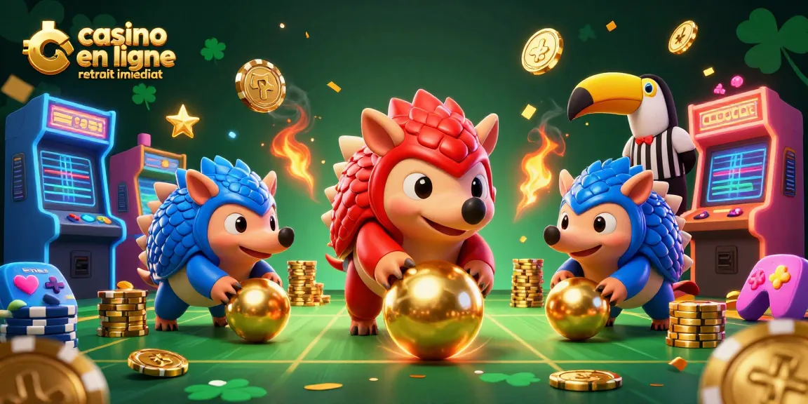 Gagnez rapidement sur un casino en ligne retrait immédiat avec des pangolins en compétition autour de jetons de poker.